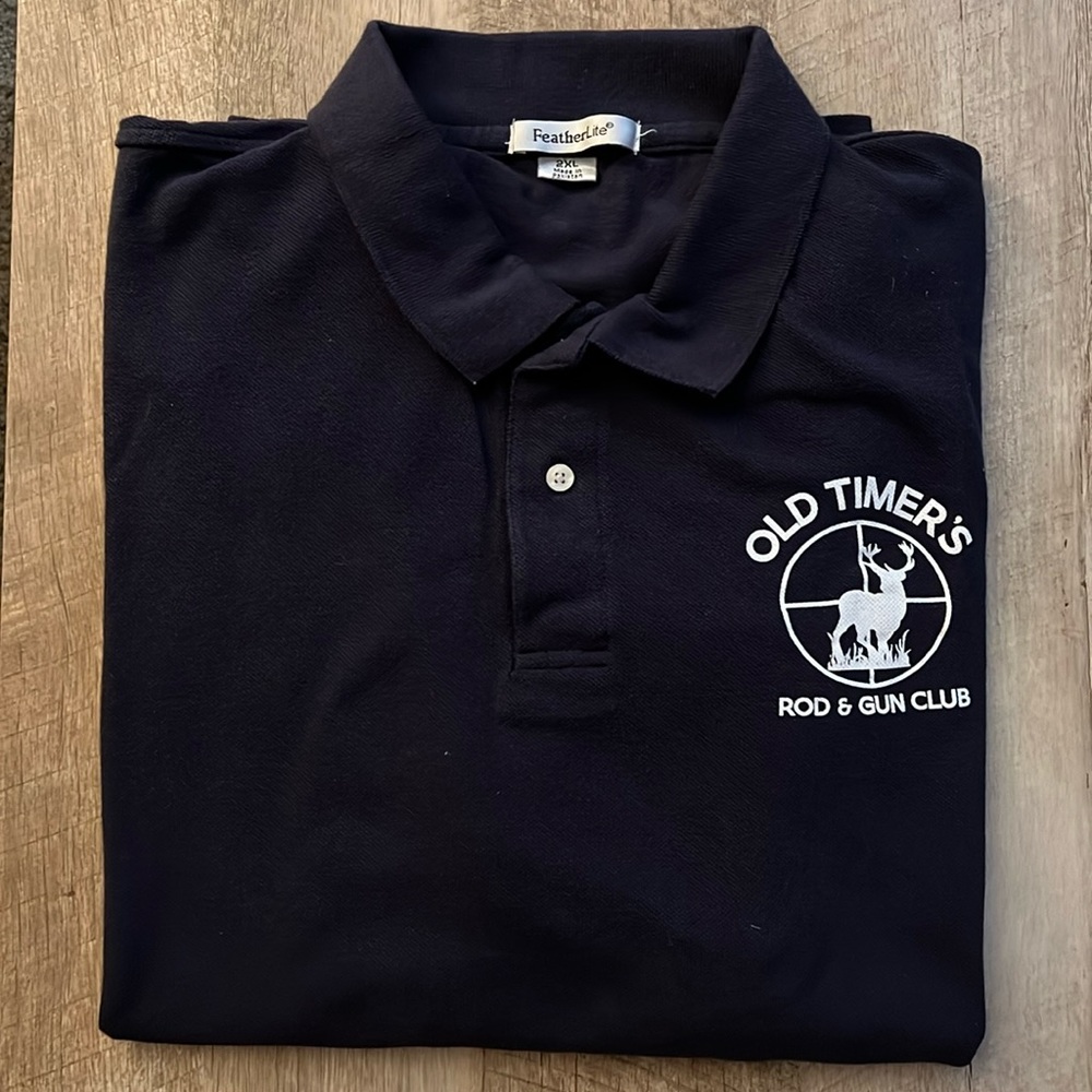 Brand New Black polo shirt with Old Timers Logo by FeatherLite size 2XL